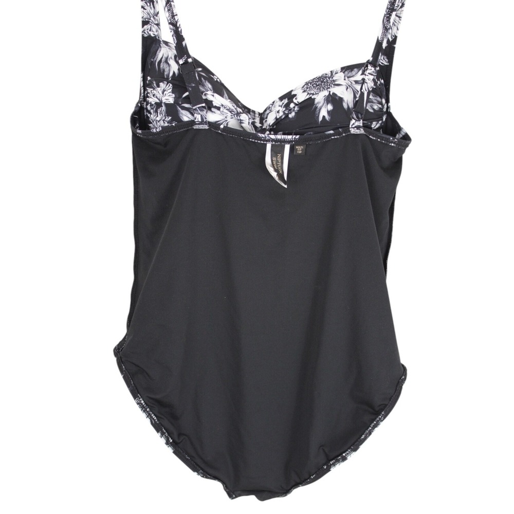 Nip Tuck Slimming Swimsuit size 10 Black Floral Runched Bandeau One Piece - Picture 9 of 16